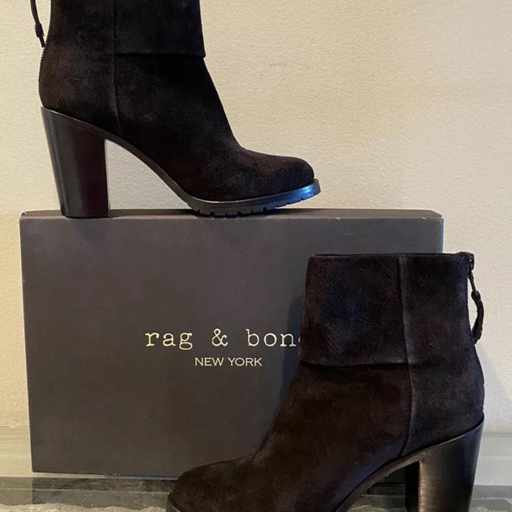 RAG & BONE NEWBURY 2.0 BLACK SUEDE CLASSIC  ANKLE BOOTIES BOOTS SZ 6.5  36.5 NEW - Picture 7 of 11